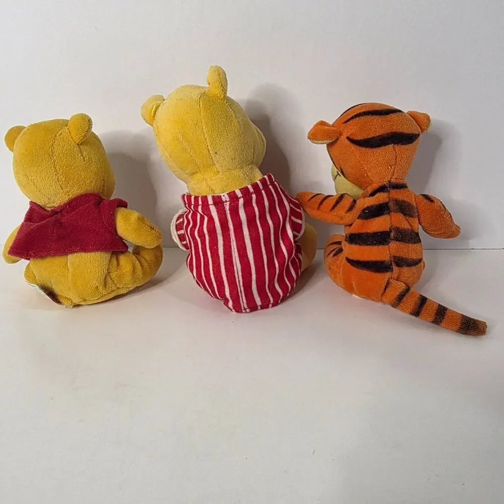 Disney Winnie the Pooh Tigger Plush Lot 3 Two Rattles Pajama Pooh Vintage